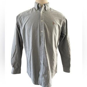 RALPH LAUREN Yarmouth Grey Oxford Button Down Long Sleeve Shirt Size Large‎